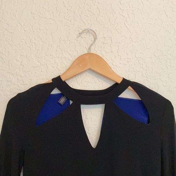 Norma Kamali black long sleeve dress with cutout neckline design. - Picture 6 of 9